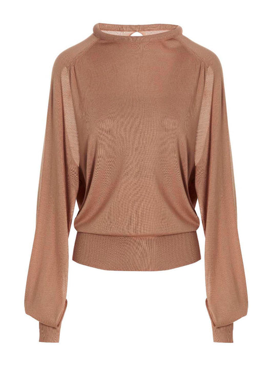 RAMAEL Beige Silk Cardigan