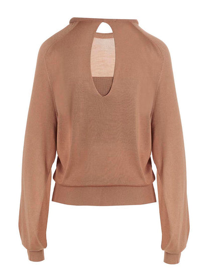 RAMAEL Beige Silk Cardigan