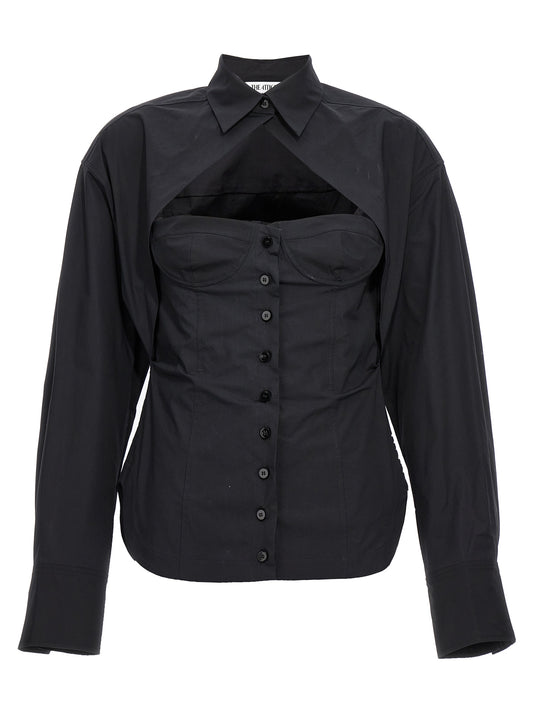 Blouse by The Attico for women in stretch cotton black presents a discerning silhouette, showcasing a sophisticated and for a truly discerning finish.