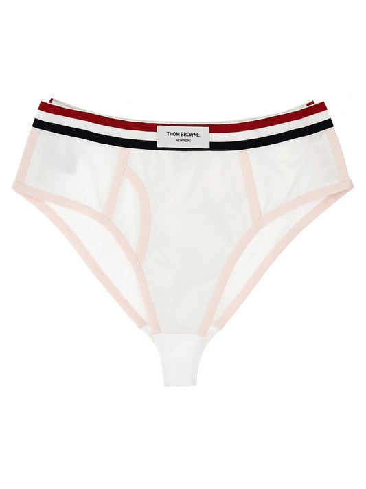 Underpants Briefs by Thom Browne for women in cotton & silk white features a discreet silhouette, showcasing the discreet design and refined cut of this Women's Cotton & Silk Underpants Briefs for a truly discreet finish.