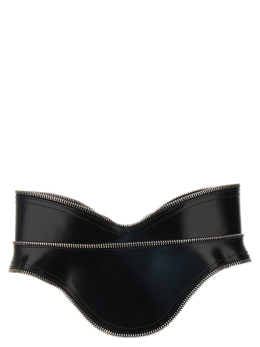 Alexander McQueen Black Leather Regular Belt