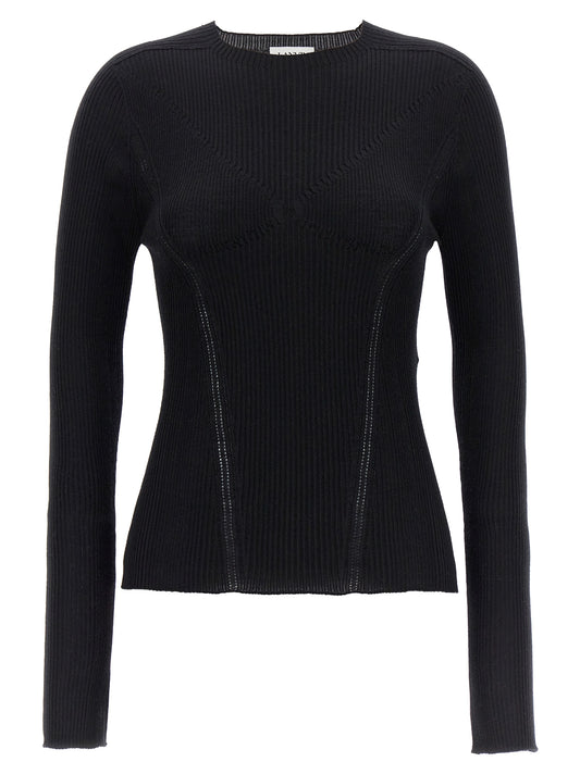 Cardigan by Lanvin for women in cashmere silk black features an impeccable silhouette, showcasing a sophisticated and detail for a truly impeccable finish.