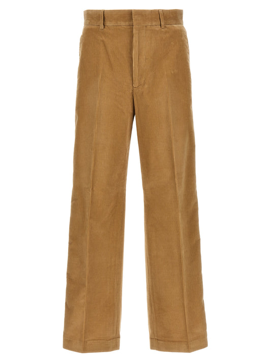 Casual Pants by Palm Angels for men in cotton corduroy beige presents a tailored silhouette, showcasing a tailored and long cut with a refined for a truly tailored aesthetic.
