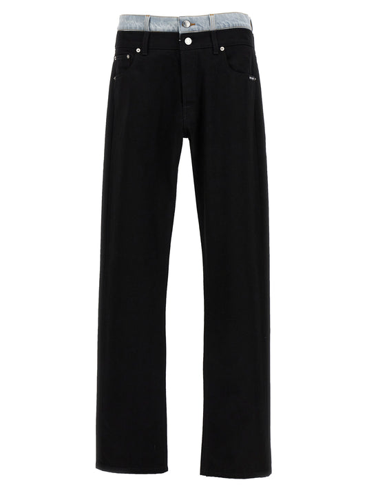 Jeans by VTMNTS for men in denim cotton black features an refined tailoring silhouette, showcasing a premium straight-leg with a and long cut for a refined tailoring look.