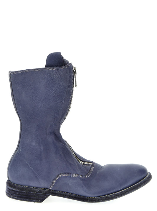 Guidi Purple Leather Ankle Boots