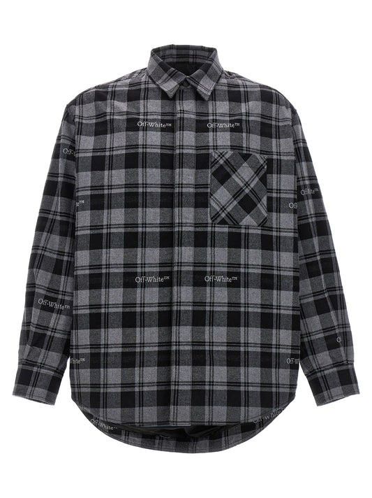 Windbreaker Jacket by Off-White for men in plush cotton flannel gray, white & print features an perennial silhouette with a refined and perennial pockets, insulated & windproof for a sophisticated weather-resistant look.