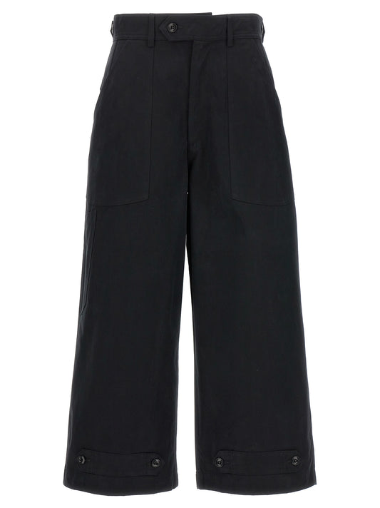 Trousers by CELLAR DOOR for women in cotton black features a sculptural silhouette, showcasing a sculptural wide and long with a sophisticated for a sculptural finish.