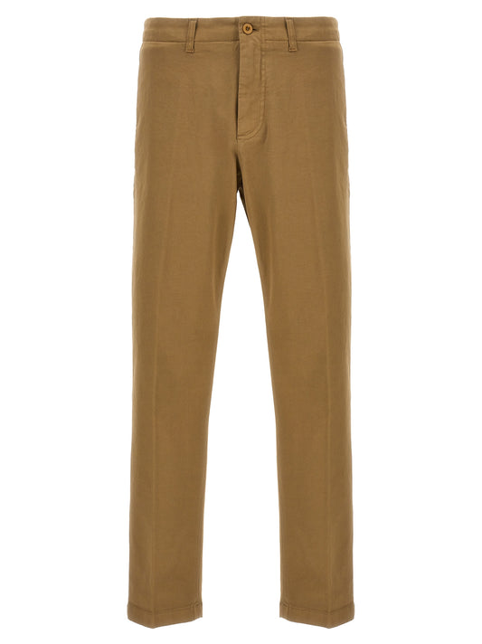 Casual Pants by Department 5 for men in cotton & rubber beige features an refined tailoring silhouette, showcasing a premium with a and long cut for a refined tailoring look.