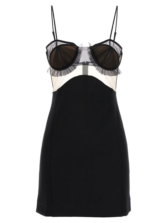 Dress by Nensi Dojaka for women in stretch polyester & viscose black features an magnificent silhouette, artfully detailed with a magnificent and that flows into an magnificent short.