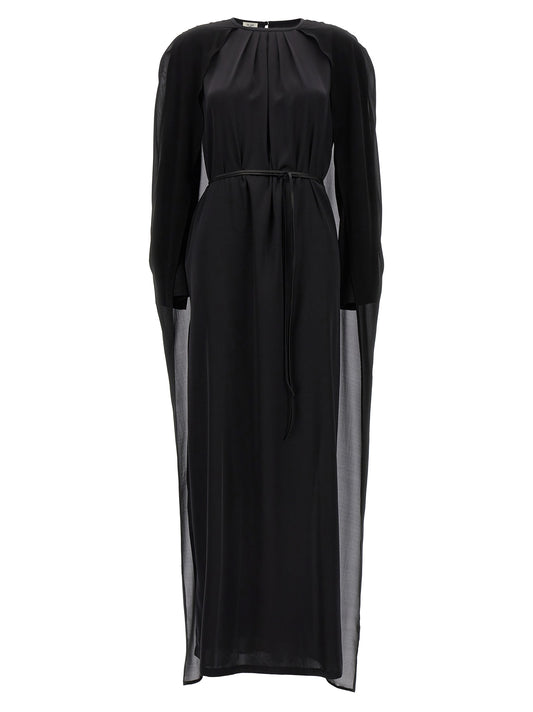 Dress by DI.LA3 PARI' for women in leather black features an magnificent silhouette, artfully detailed with a magnificent crew neckline and long-sleeve that flows into an magnificent long.