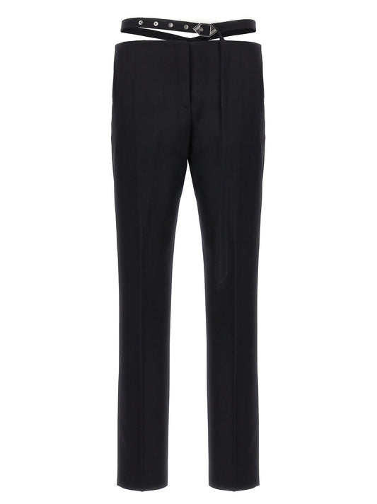 Trousers by The Attico for women in virgin wool black features a tailored silhouette with a tailored slim, defined by its long and a sophisticated .
