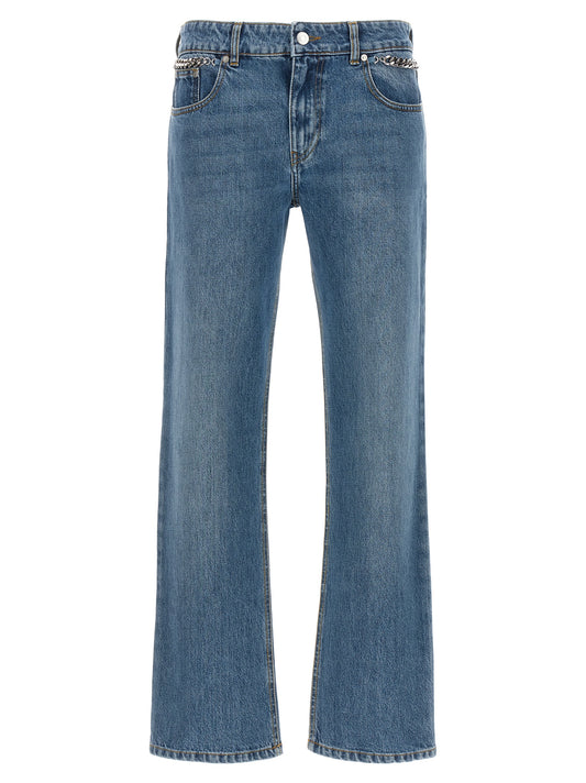 Jeans by Stella McCartney for women in organic cotton denim light-blue features an refined tailoring silhouette, showcasing a premium cropped with a and cropped cut for a refined tailoring look.