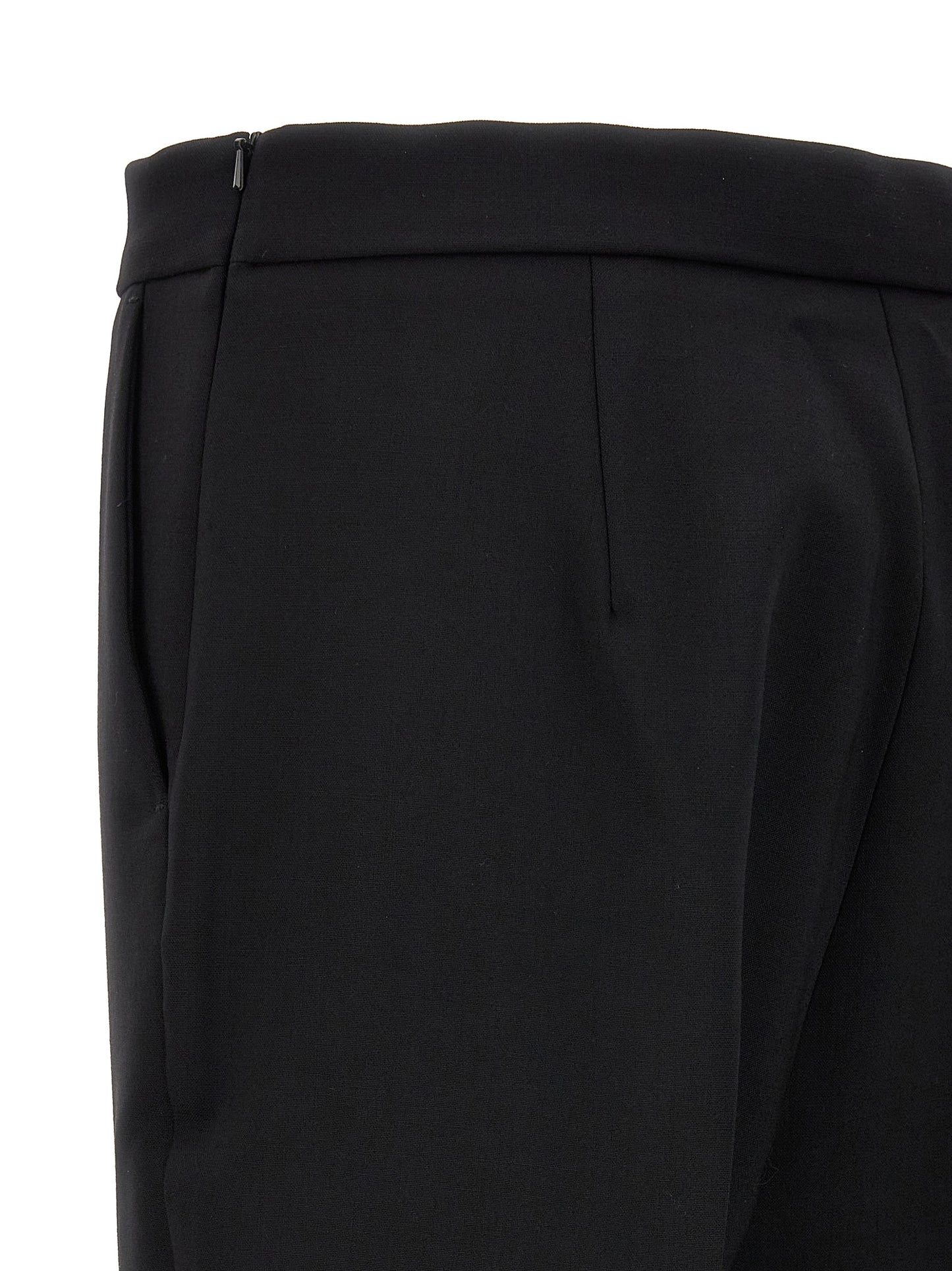Max Mara Black Virgin Wool Cropped Pants