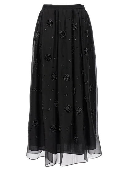 Max Mara Black Silk Midi Skirt