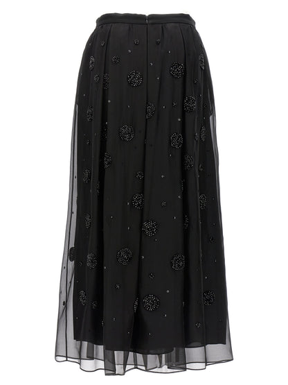 Max Mara Black Silk Midi Skirt