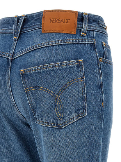 Versace Blue Cotton Flared Jeans
