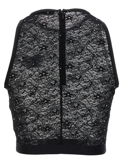 Alessandra Rich Black Polyamide Sleeveles T-Shirt