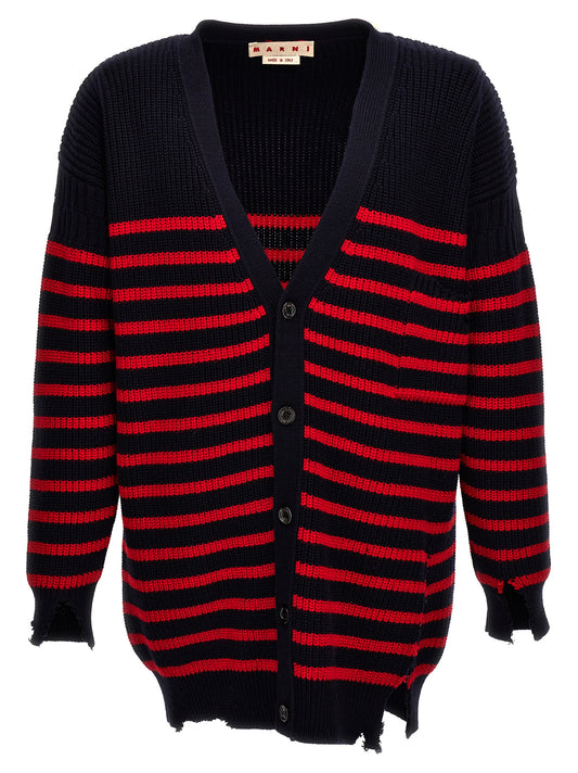 Cardigan by Marni for men in virgin wool multicolor & striped features a nuanced silhouette with a refined and nuanced detailing for a sophisticated look.