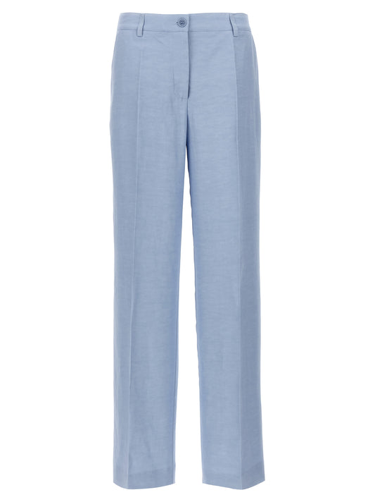 P.A.R.O.S.H. Women's Straight Leg Linen & Viscose Casual Pants - Light Blue