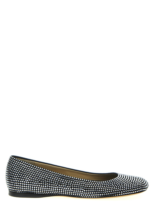Ballet Flat Shoes by Loewe for women in suede goatskin leather & rhinestone black features an captivating silhouette, showcasing the captivating style of the Women's Suede Goatskin Leather & Rhinestone Ballet Flat Shoes with its distinct and refined .