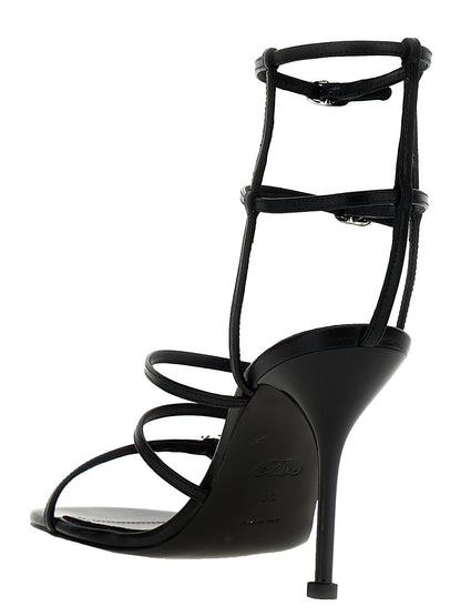 Alexander McQueen Black Lambskin Stiletto Heel Sandals
