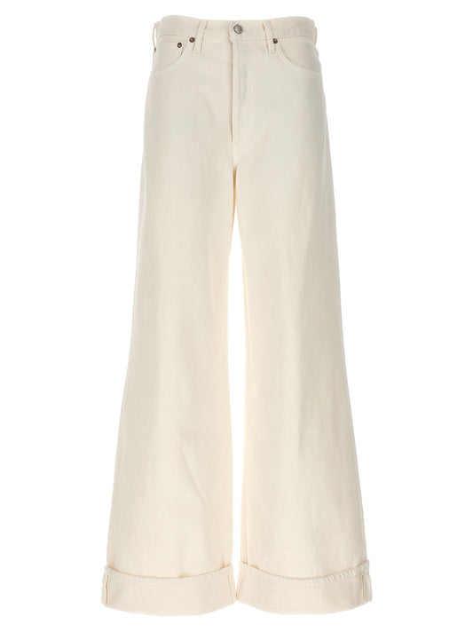Agolde White Cotton High-Waisted Jean