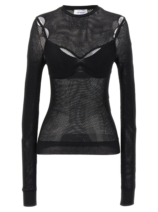 Off-White Black Viscose Tank Tops