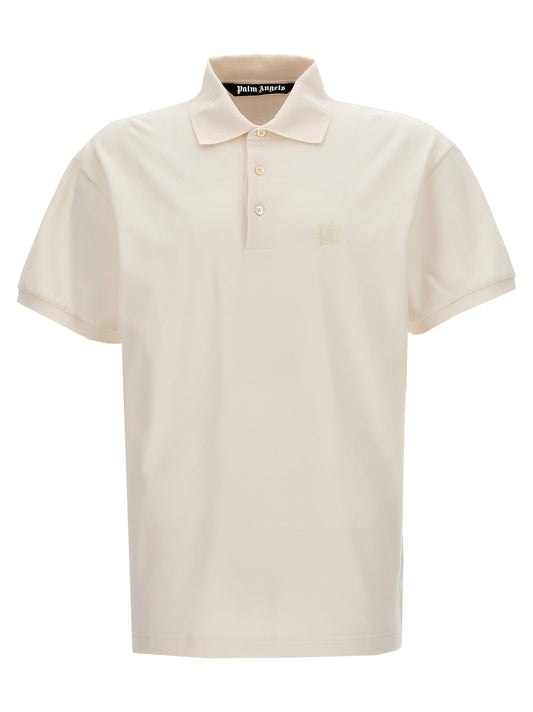 Polo Shirt by Palm Angels for men in cotton polyester white & monogram showcases a enviable silhouette, featuring a refined and short-sleeve for a enviable finish.