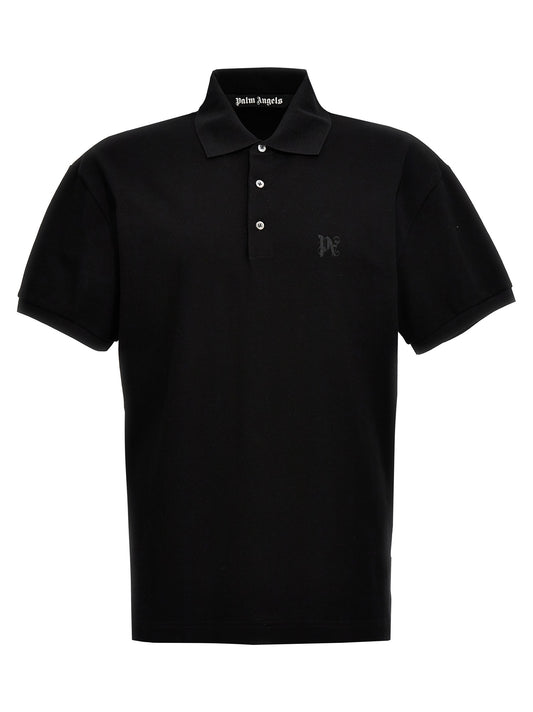 Palm Angels Black Polyester Polo Shirt