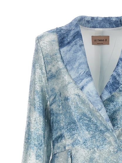 LE TWINS Blue Polyester Blazer