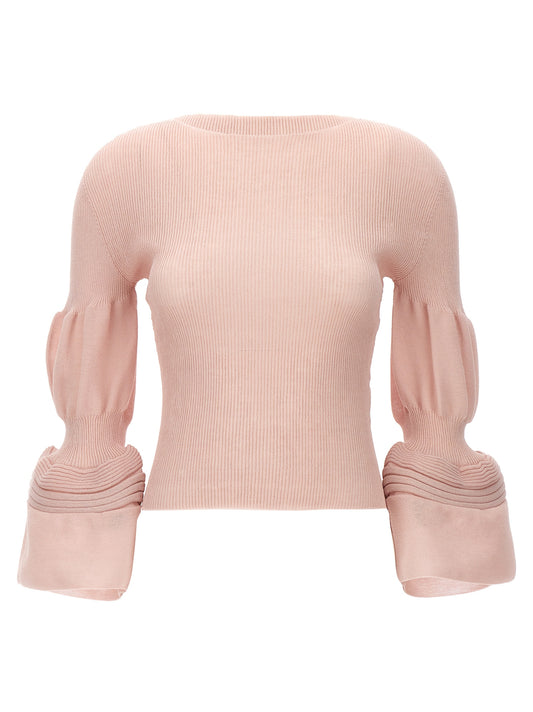 Sweatshirt by Issey Miyake for women in ramie & polyester multicolor & pink presents a smart casual silhouette, featuring a smart casual round neckline and for a sophisticated look.