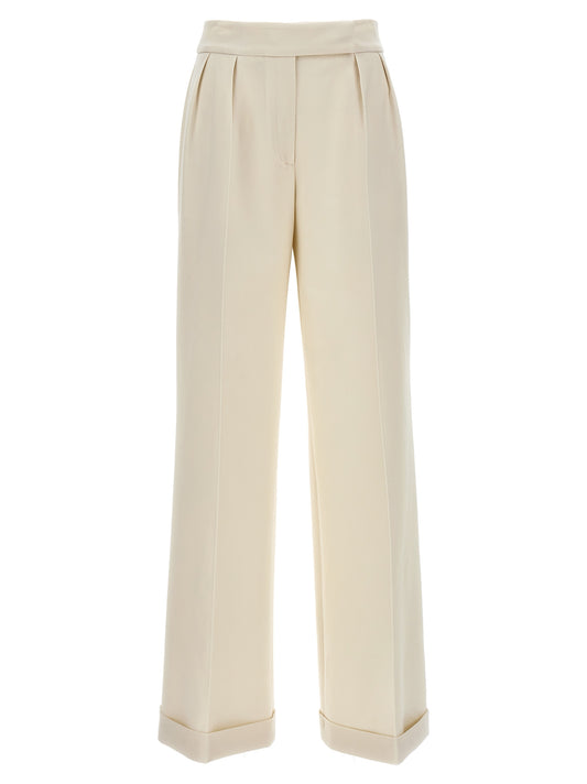 Trousers by Kiton for women in virgin wool white features a artisanal silhouette, showcasing a sophisticated wide with a long and for a artisanal finish.