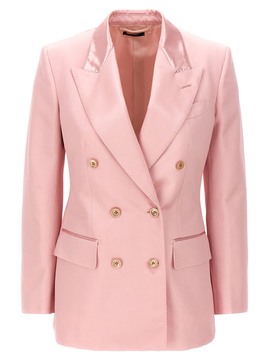 Blazer by Tom Ford for women in cotton viscose multicolor & pink showcases a discerning silhouette, elegantly detailed with a sophisticated and premium for a truly discerning finish.