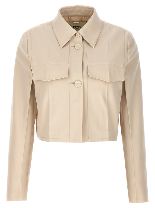 Fendi Beige Wool Full-Length Jacket
