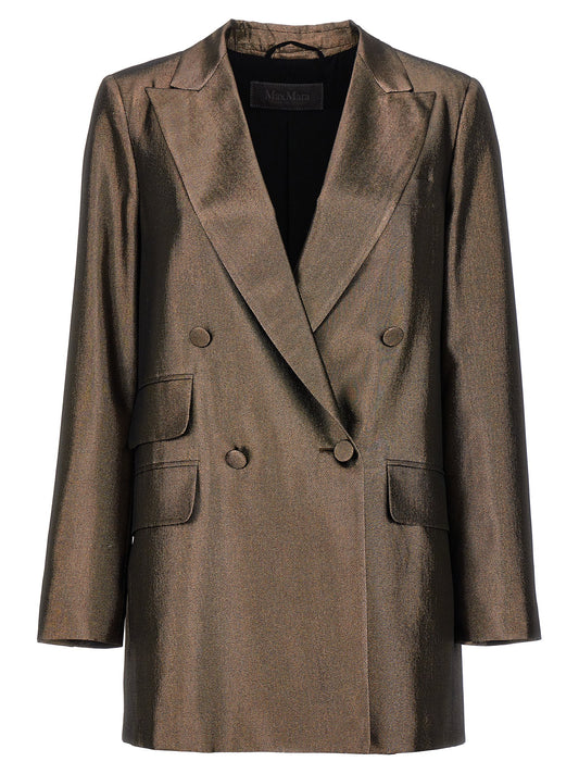 Blazer by Max Mara for women in silk brown presents a distinguished silhouette, detailed with a distinguished and distinctive for a truly sophisticated finish.