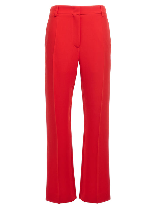Trousers by Valentino Garavani for women in silk multicolor & red features an sartorial silhouette, showcasing a precise and long with a sartorial for a refined look.