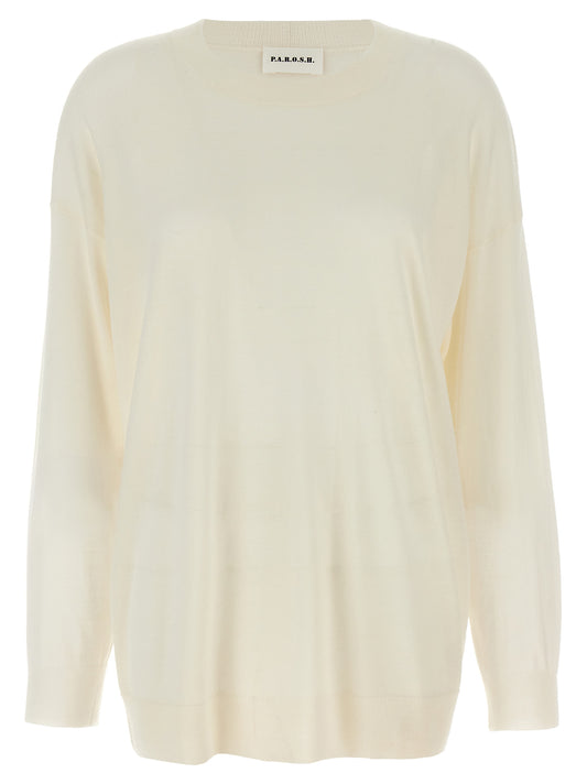 Cardigan by P.A.R.O.S.H. for women in cashmere silk white presents a textural silhouette, artfully finished with a textural and long-sleeve for a sophisticated, textural look.