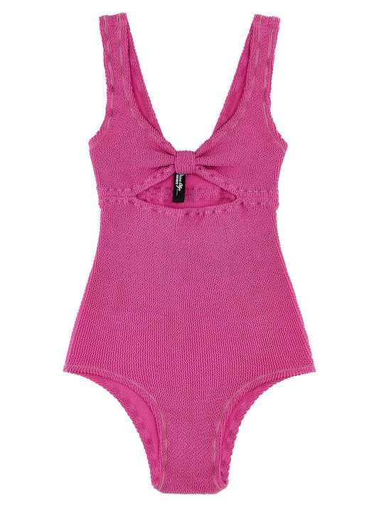 One-Piece Swimsuit by ROTATE BIRGER CHRISTENSEN for women in stretch polyamide fuchsia features a contemporary silhouette, showcasing the contemporary cut of this Waves Women's Stretch Polyamide One-Piece Swimsuit for a sophisticated, contemporary beachwear aesthetic.