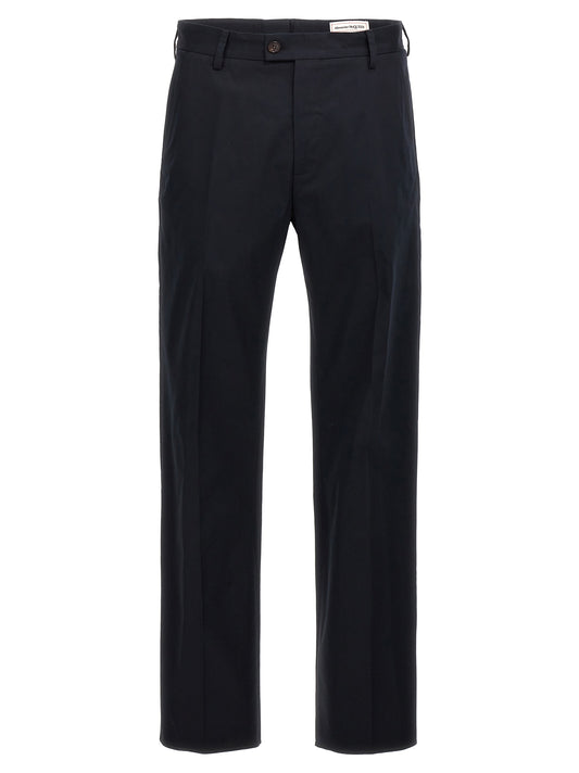 Alexander McQueen Blue Cotton Casual Pants