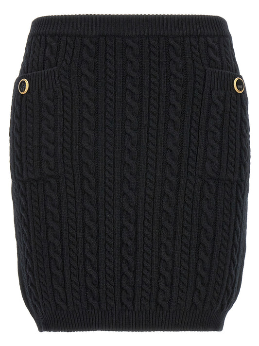 Alessandra Rich Black Wool Long Skirt