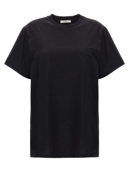 T-Shirt by Max Mara for women in cotton black showcases a chic silhouette, artfully detailed with a chic crew neckline and short-sleeve for a chic finish.
