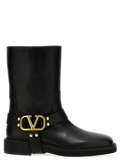 Valentino Garavani Black Calfskin Ankle Boots