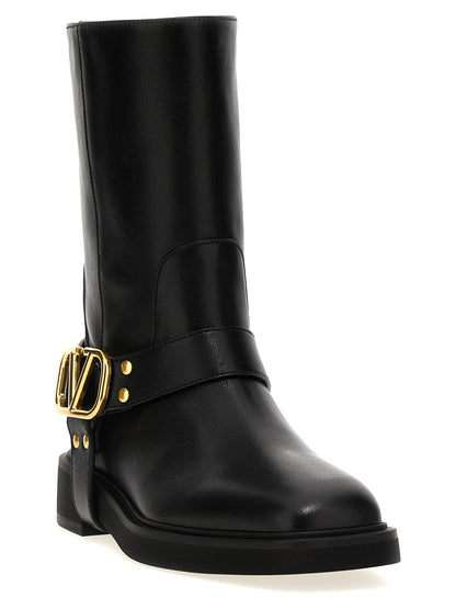 Valentino Garavani Black Calfskin Ankle Boots
