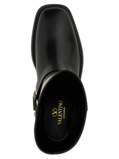 Valentino Garavani Black Calfskin Ankle Boots