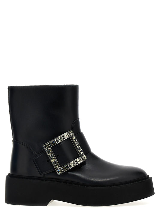 Ankle Boots by Roger Vivier for women in calfskin leather black features an high-performance silhouette, showcasing the sophisticated design of the Viv Women's Calfskin Leather Ankle Boots with a and a refined .