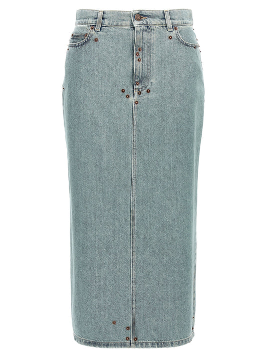 Moschino Blue Cotton Midi Skirt