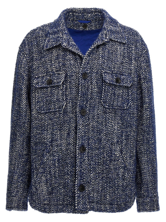 Etro Blue Wool Full-Length Jacket