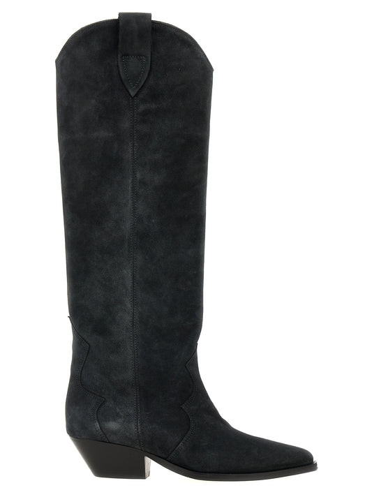 Cuban Chelsea Cowboy Boots by Isabel Marant for women in suede calfskin leather black features an high-performance silhouette, showcasing the sophisticated design of the Women's Suede Calfskin Leather Cuban Chelsea Cowboy Boots with a cuban-heel and a refined .
