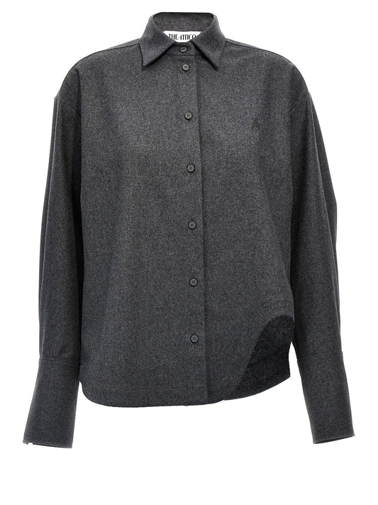 Blouse by The Attico for women in wool & nylon gray showcases a sublime silhouette, artfully detailed with a sublime split neckline and for a sophisticated, sublime finish.