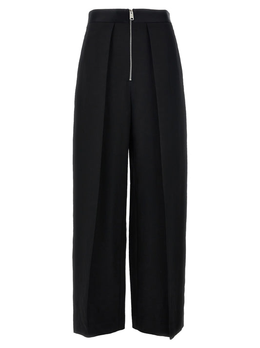 Trousers by Khaite for women in polyamide viscose black features a sculptural silhouette, showcasing a sculptural wide and long with a sophisticated for a sculptural finish.